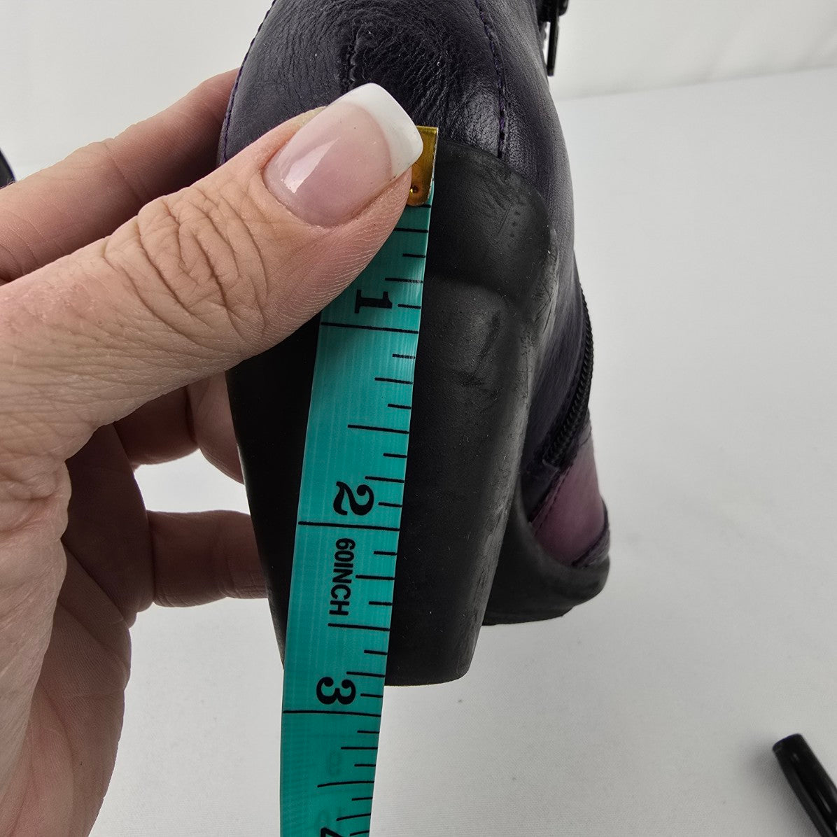 Jose Saenz Navy & Purple Leather Ankle Boots Size 6