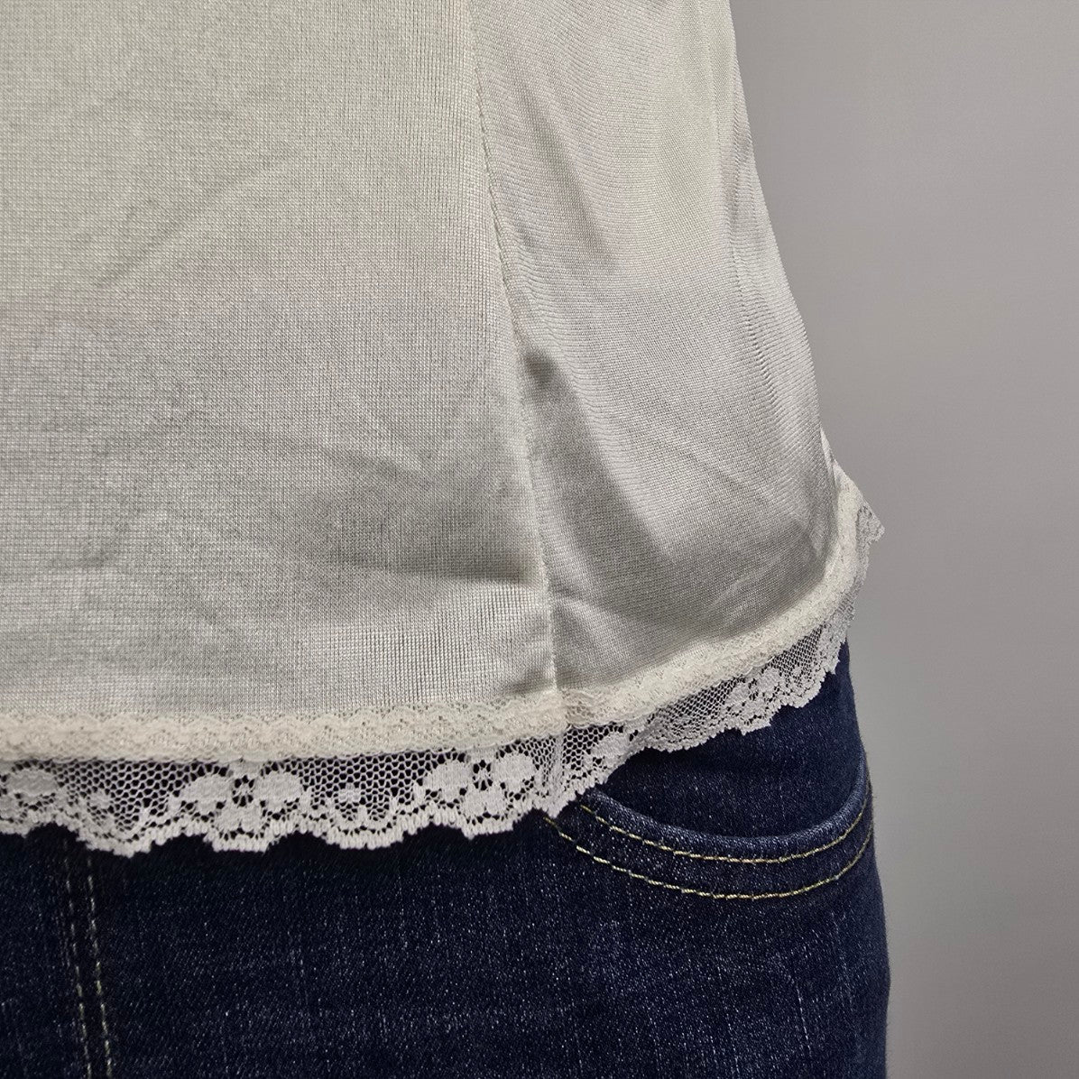 Vintage Petticoat Junction Cream Lingerie Top Size M