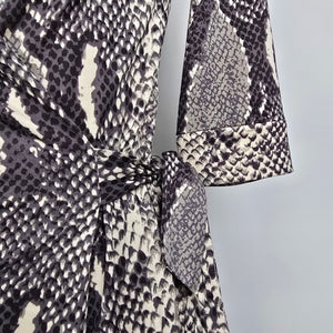 Diane Von Furstenburg Julian Python Snake-Print Silk Wrap Dress Size 2