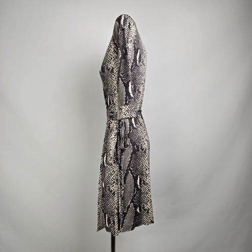 Diane Von Furstenburg Julian Python Snake-Print Silk Wrap Dress Size 2