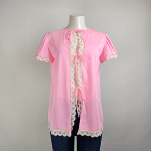 Vintage Lingerie by Hamilton Pink Lace Trim Lingerie Jacket Size M