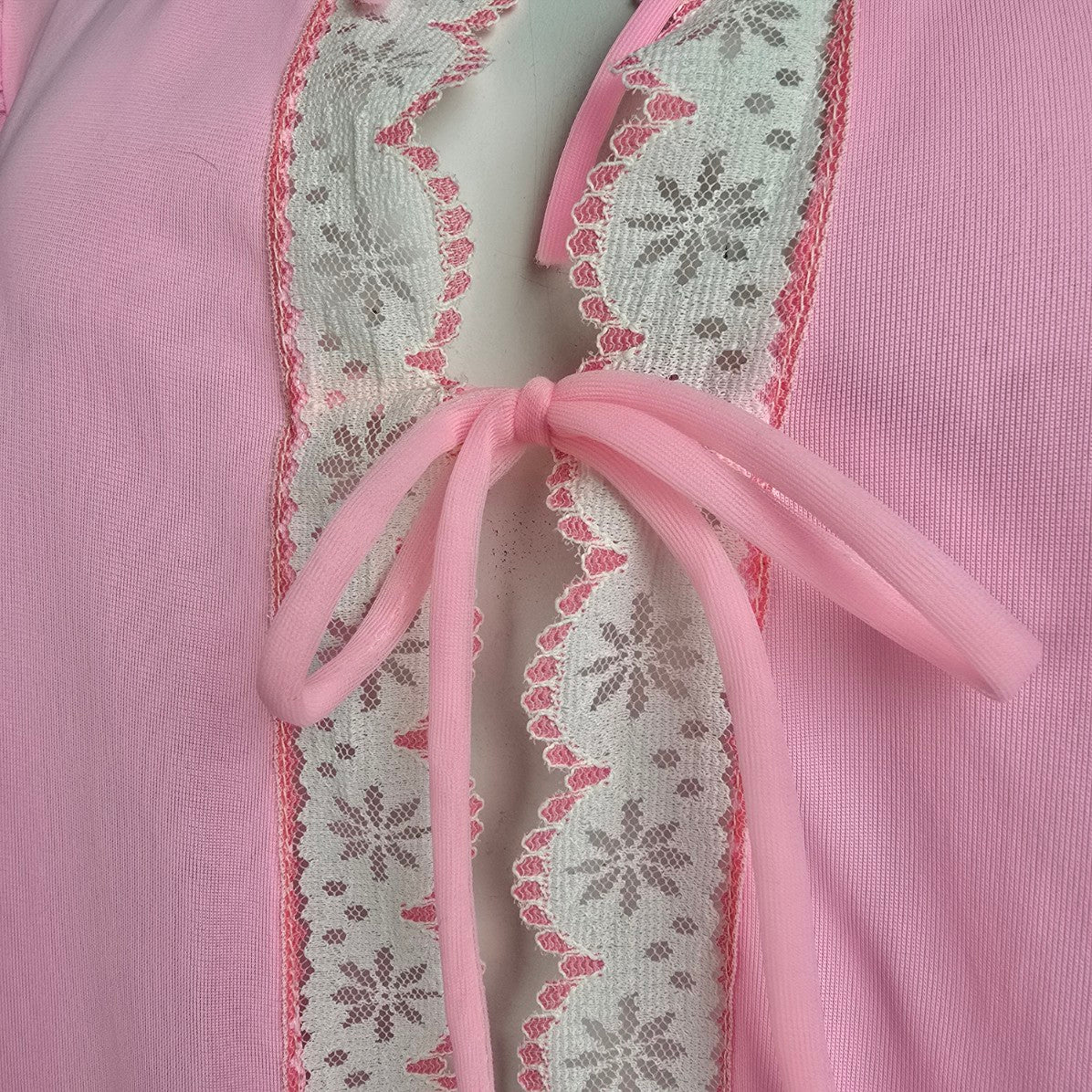 Vintage Lingerie by Hamilton Pink Lace Trim Lingerie Jacket Size M
