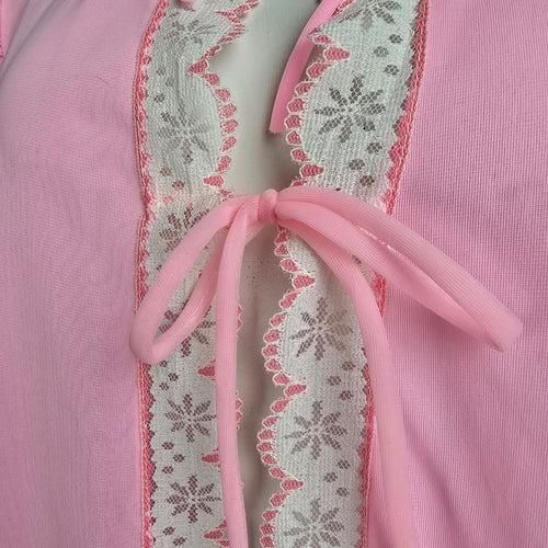 Vintage Lingerie by Hamilton Pink Lace Trim Lingerie Jacket Size M