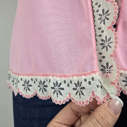 Vintage Lingerie by Hamilton Pink Lace Trim Lingerie Jacket Size M