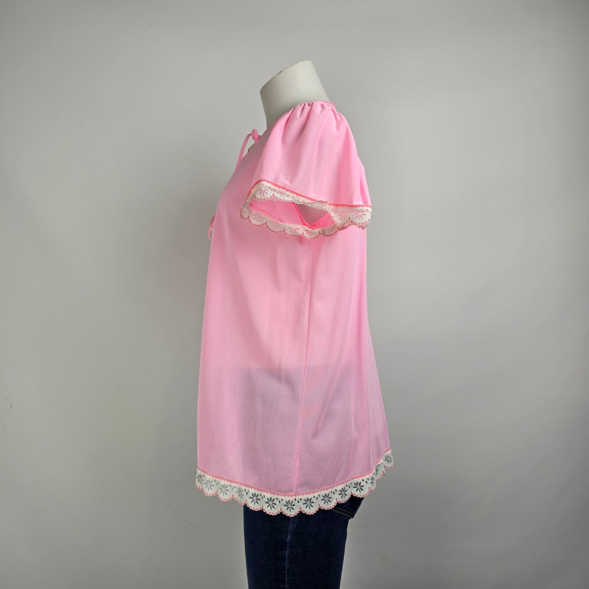 Vintage Lingerie by Hamilton Pink Lace Trim Lingerie Jacket Size M