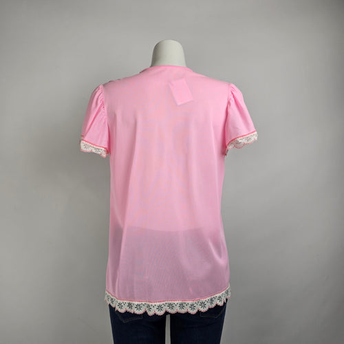 Vintage Lingerie by Hamilton Pink Lace Trim Lingerie Jacket Size M