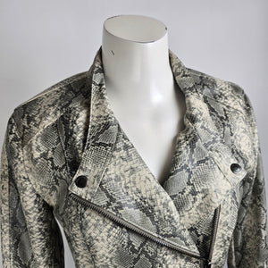 Blank NYC Faux Leather Snake Print Asymmetrical Moto Zip Jacket Size S