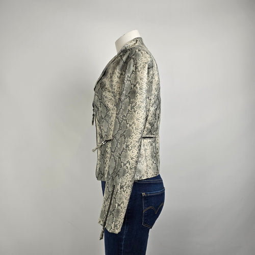 Blank NYC Faux Leather Snake Print Asymmetrical Moto Zip Jacket Size S