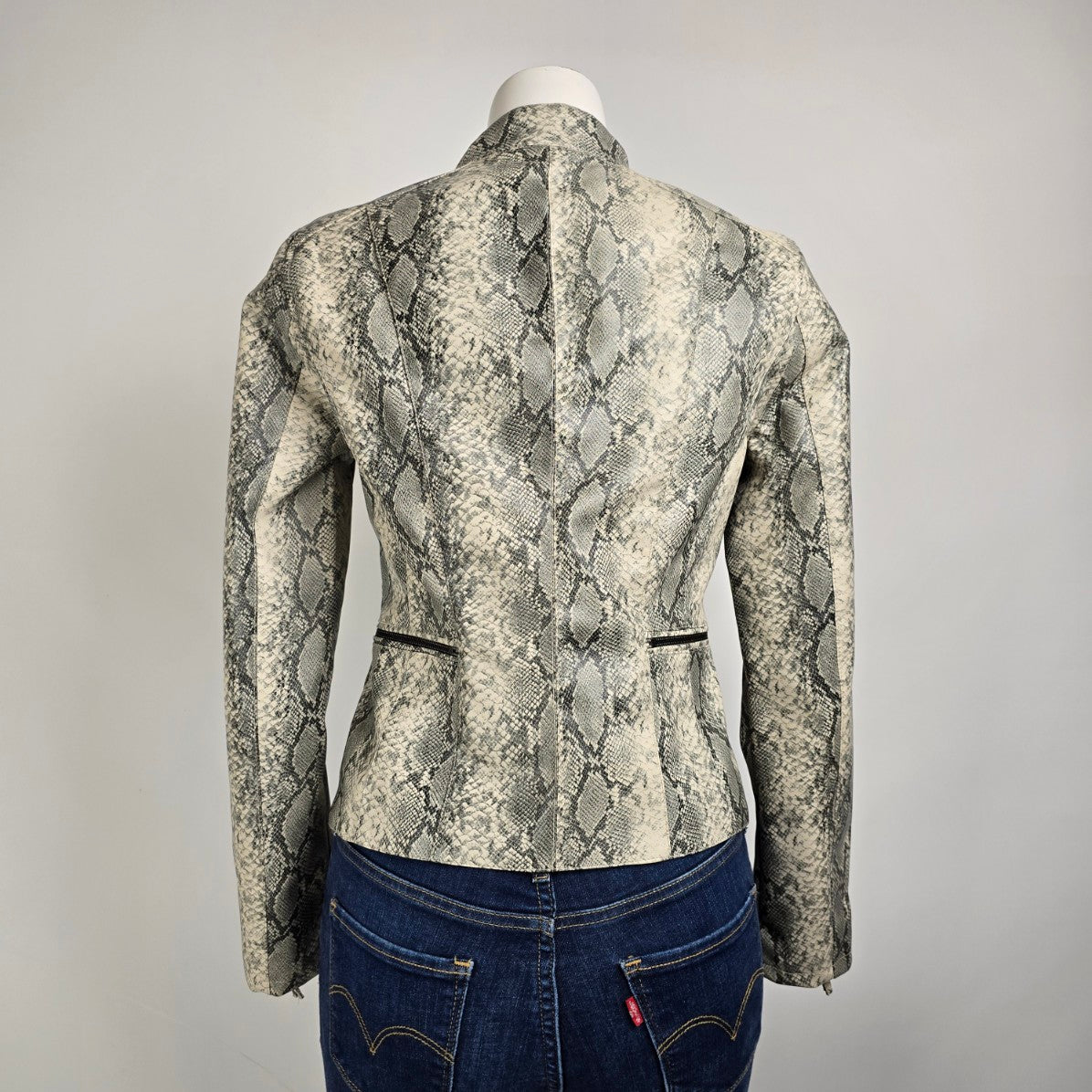 Blank NYC Faux Leather Snake Print Asymmetrical Moto Zip Jacket Size S