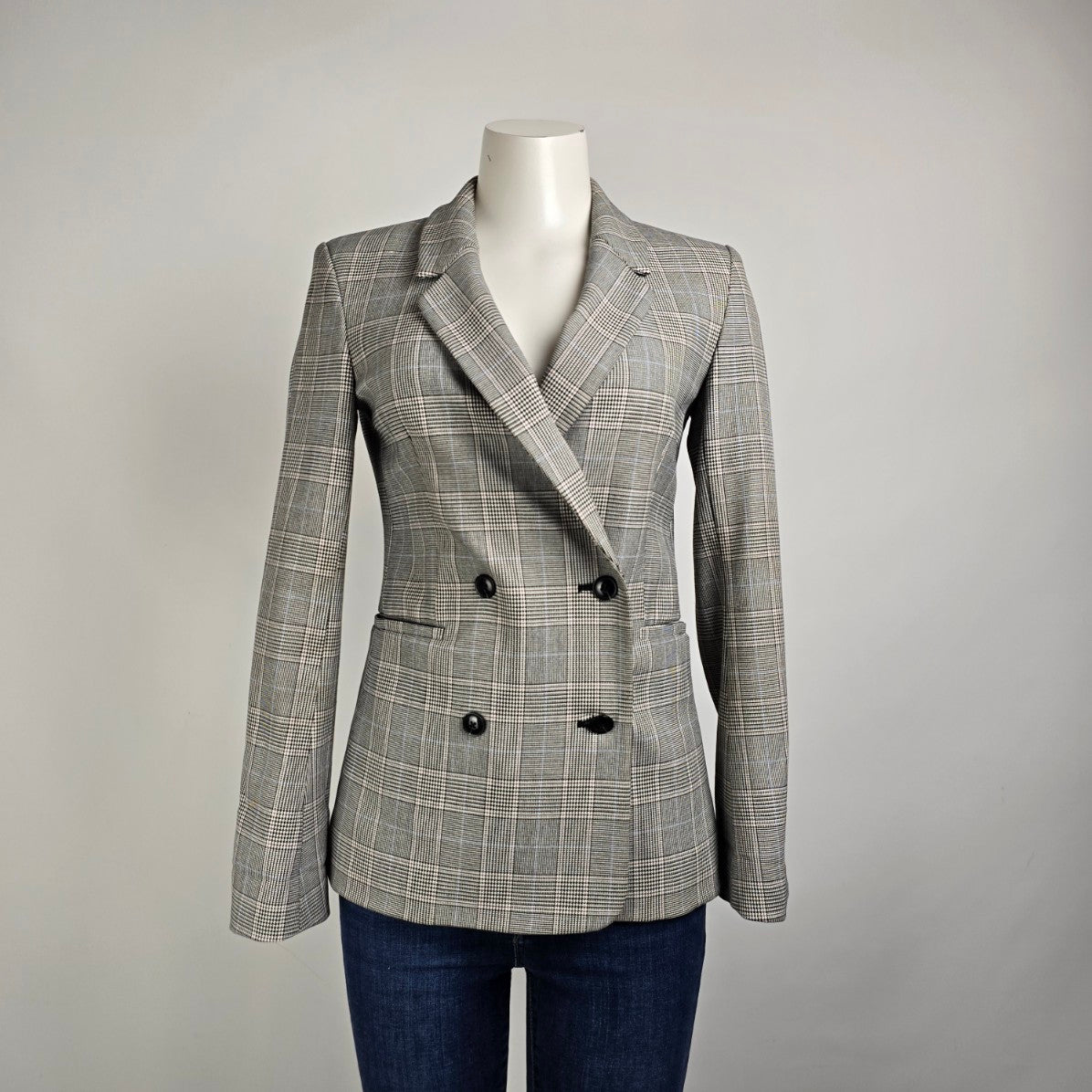 Sunday Best Aritzia Houndstooth Double Breasted Plaid Blazer Size XS