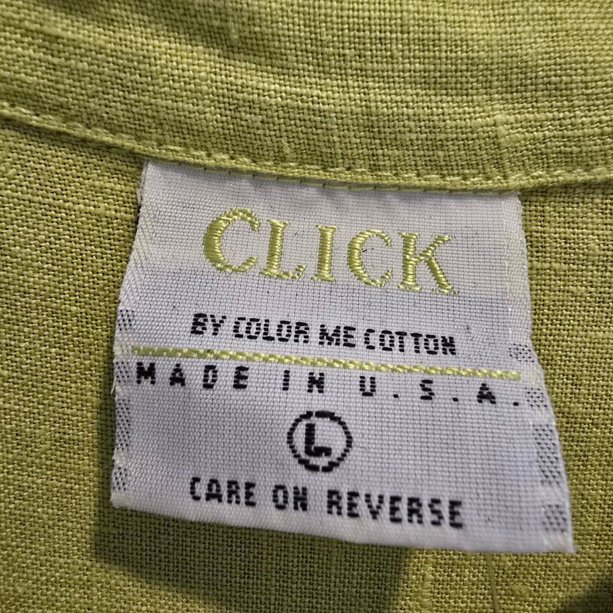 Click by Color me Cotton Green Linen Button Up Sleeveless Tunic Top Size L