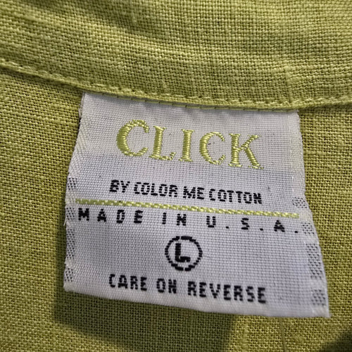 Click by Color me Cotton Green Linen Button Up Sleeveless Tunic Top Size L