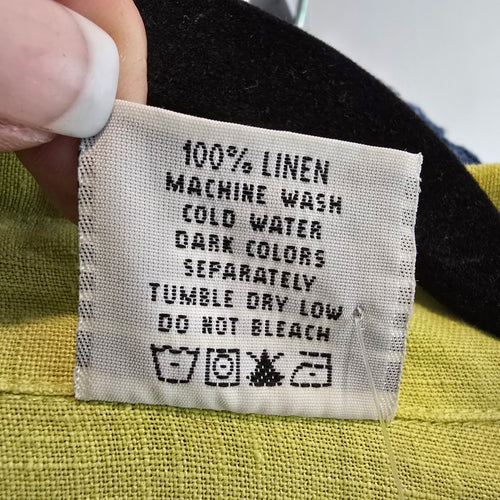 Click by Color me Cotton Green Linen Button Up Sleeveless Tunic Top Size L