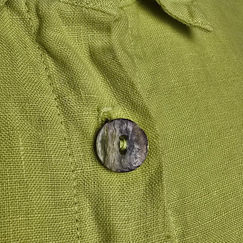 Click by Color me Cotton Green Linen Button Up Sleeveless Tunic Top Size L