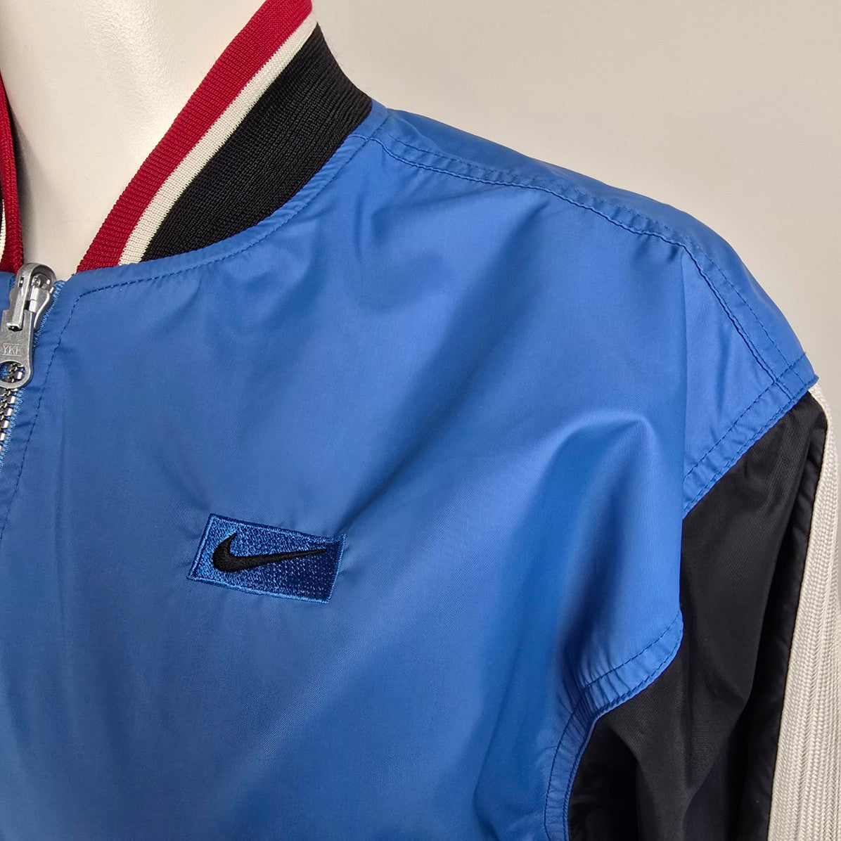 Vintage Nike 90s Grey & Blue Reversible Bomber Jacket Size S