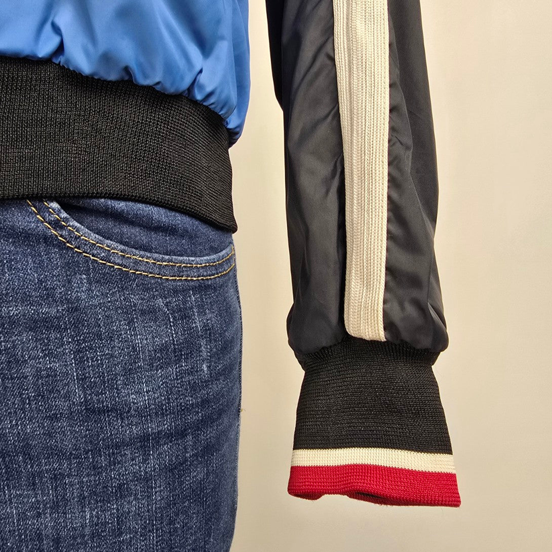 Vintage Nike 90s Grey & Blue Reversible Bomber Jacket Size S