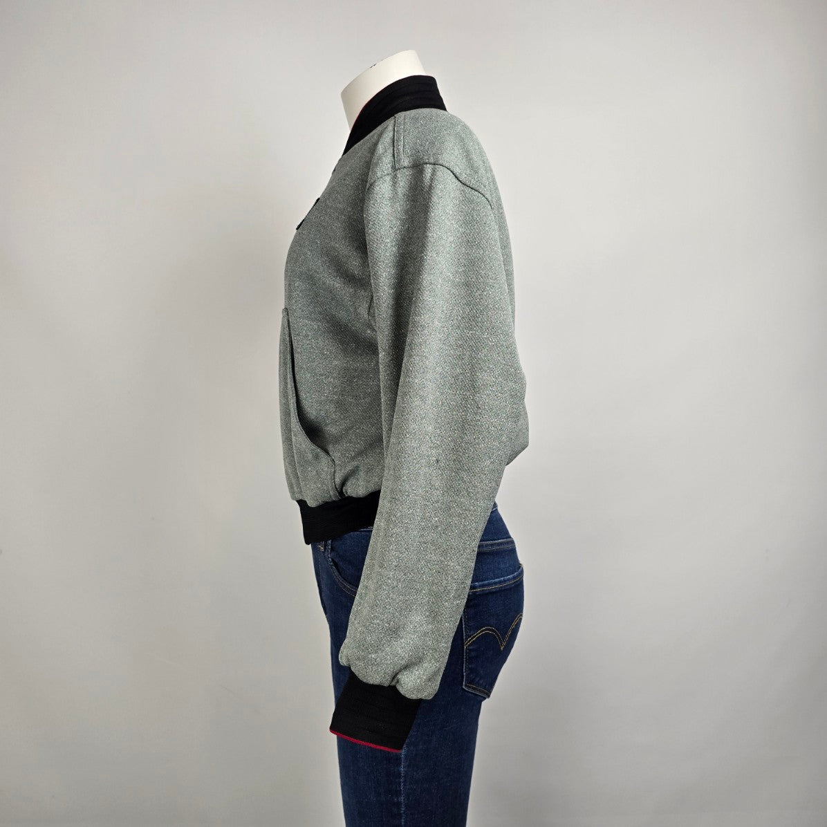 Vintage Nike 90s Grey & Blue Reversible Bomber Jacket Size S