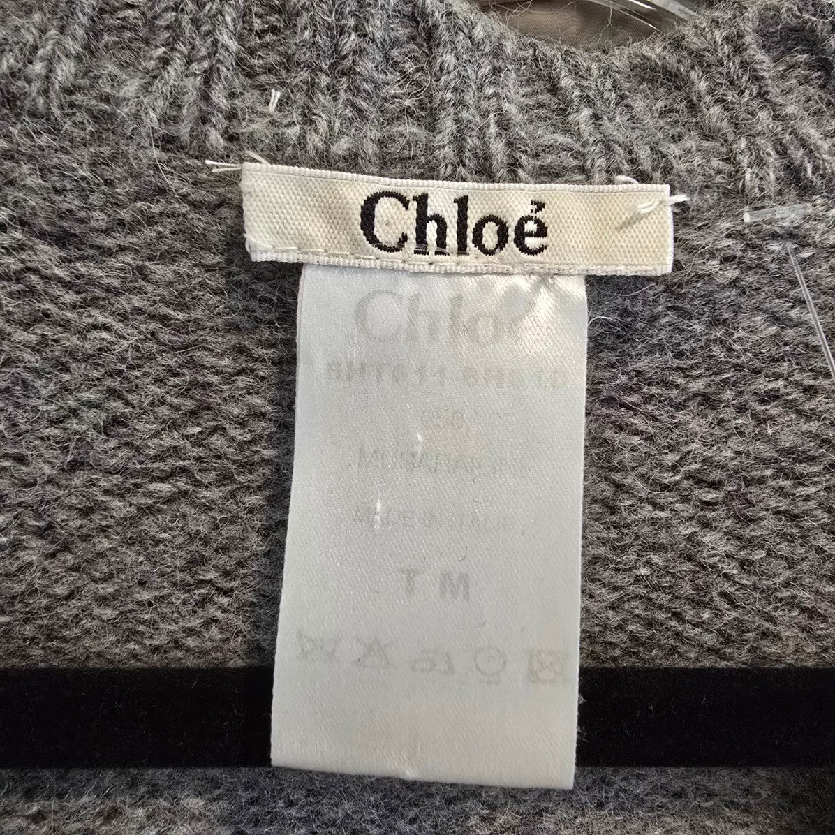 Chloé Grey Wool Button Up Cropped Cardigan Size M