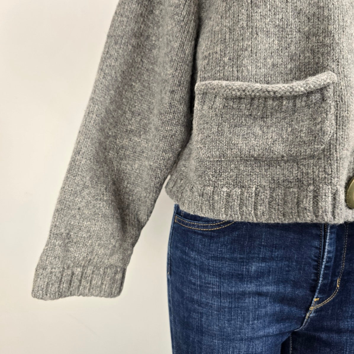 Chloé Grey Wool Button Up Cropped Cardigan Size M