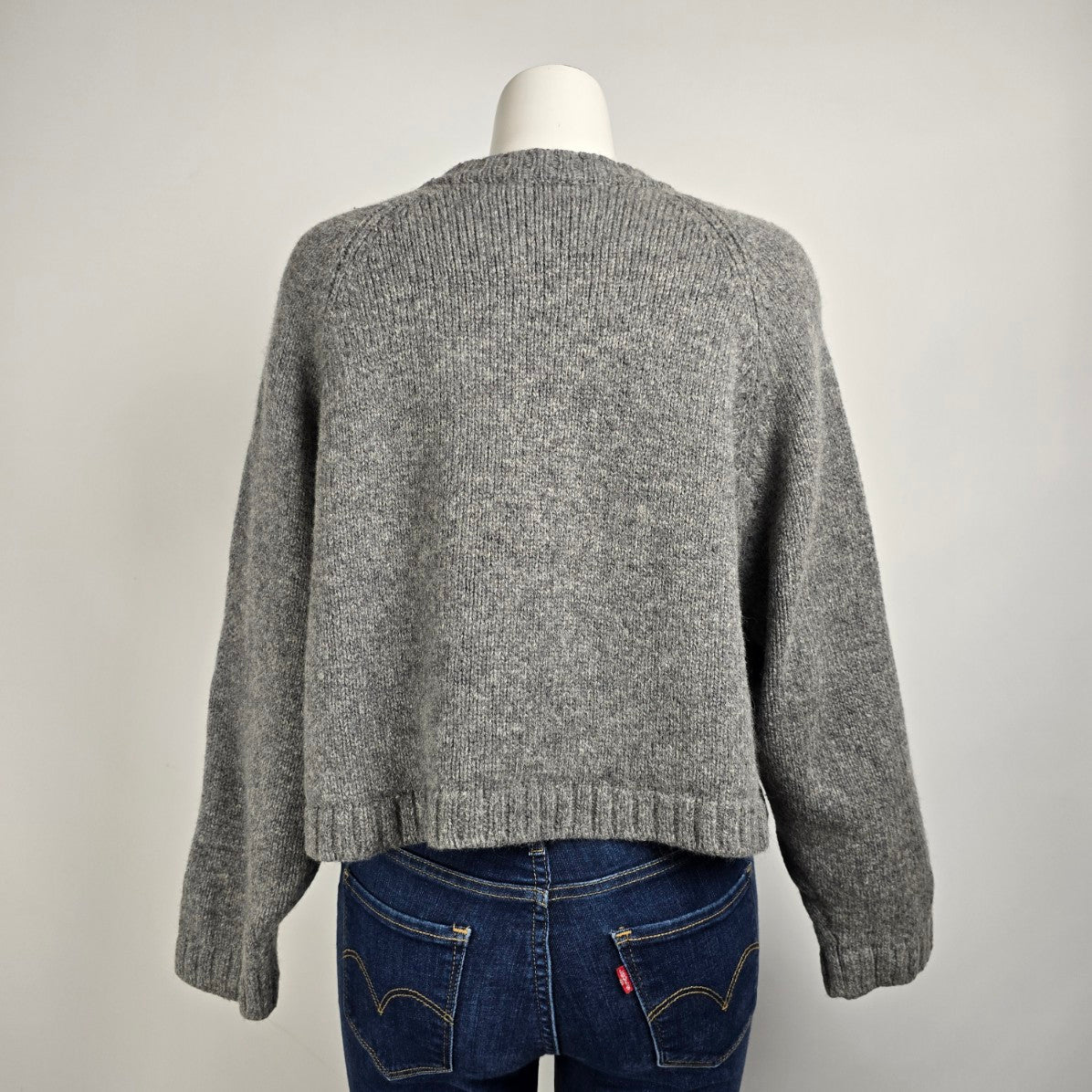 Chloé Grey Wool Button Up Cropped Cardigan Size M