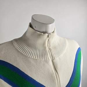 Vintage Sportek Cream Zip Up Sweater Size XL
