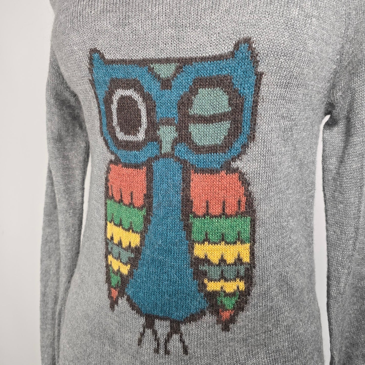 Woolrich Grey Knit Owl Sweater Size M