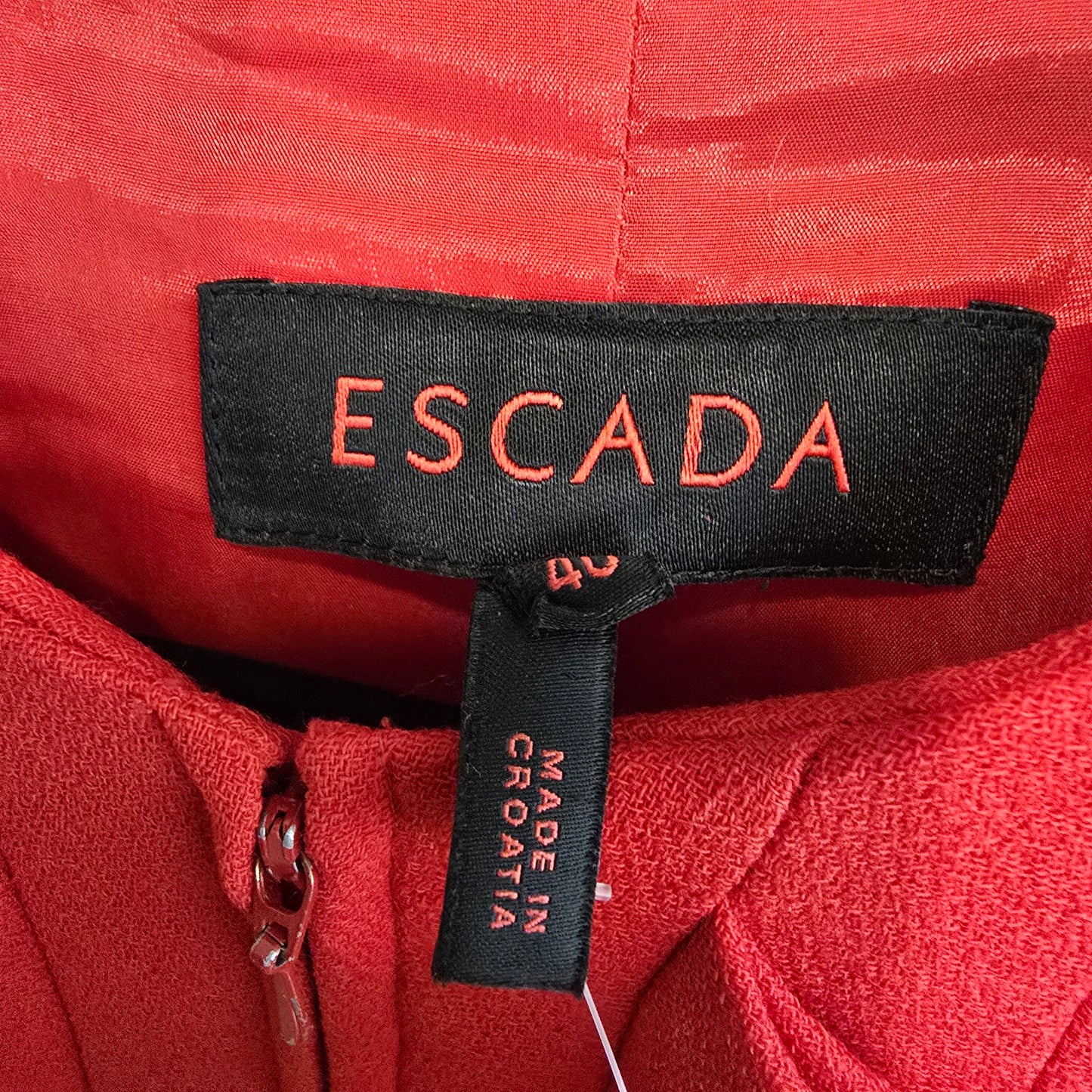Escada Red Wool Zip Up Blazer Jacket Size 10