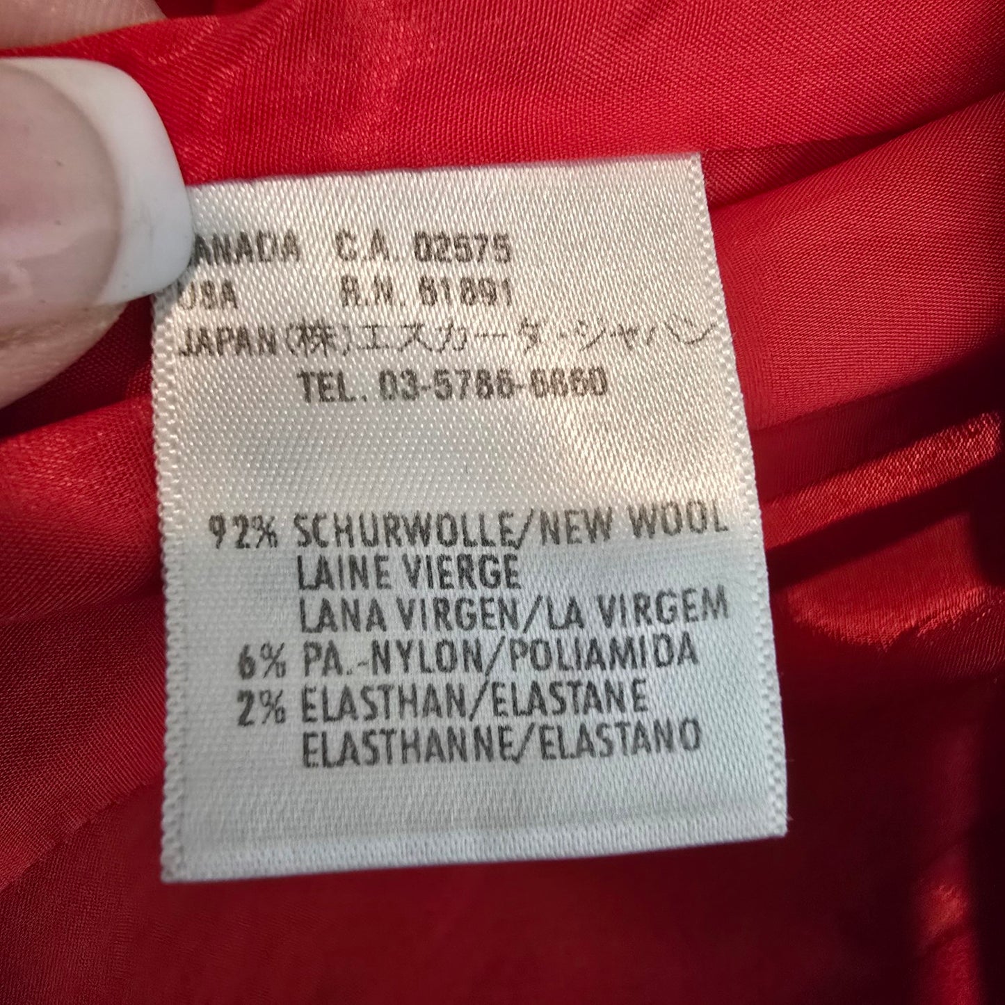 Escada Red Wool Zip Up Blazer Jacket Size 10