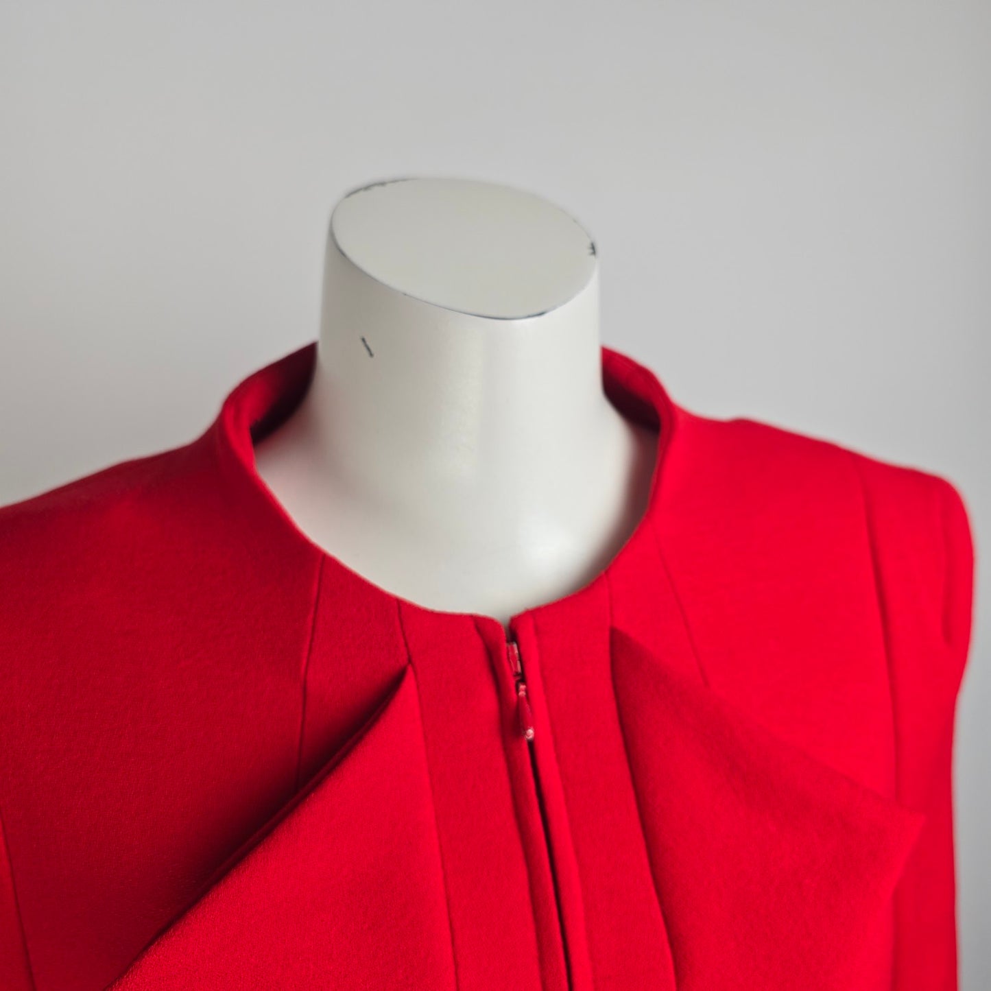 Escada Red Wool Zip Up Blazer Jacket Size 10