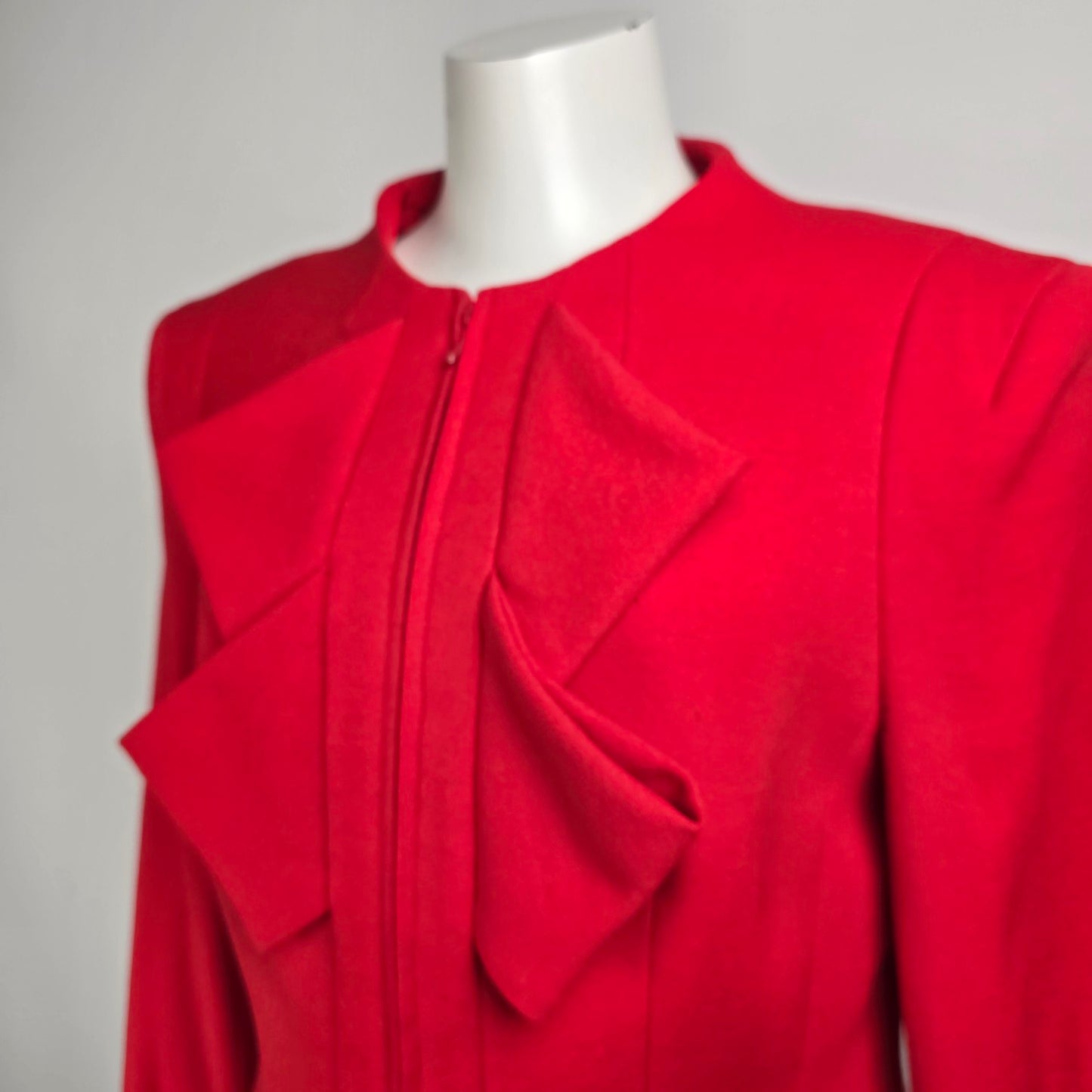 Escada Red Wool Zip Up Blazer Jacket Size 10