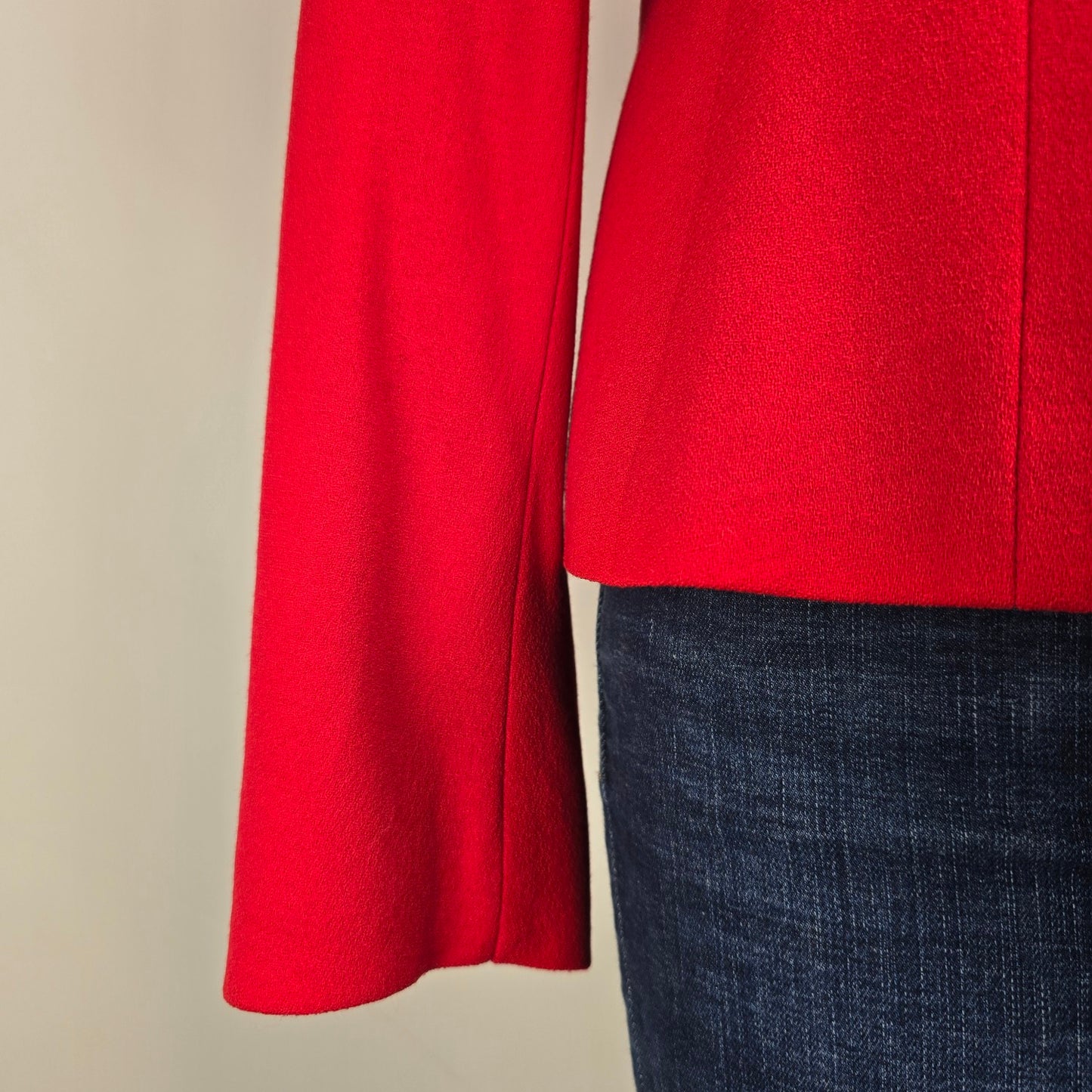 Escada Red Wool Zip Up Blazer Jacket Size 10