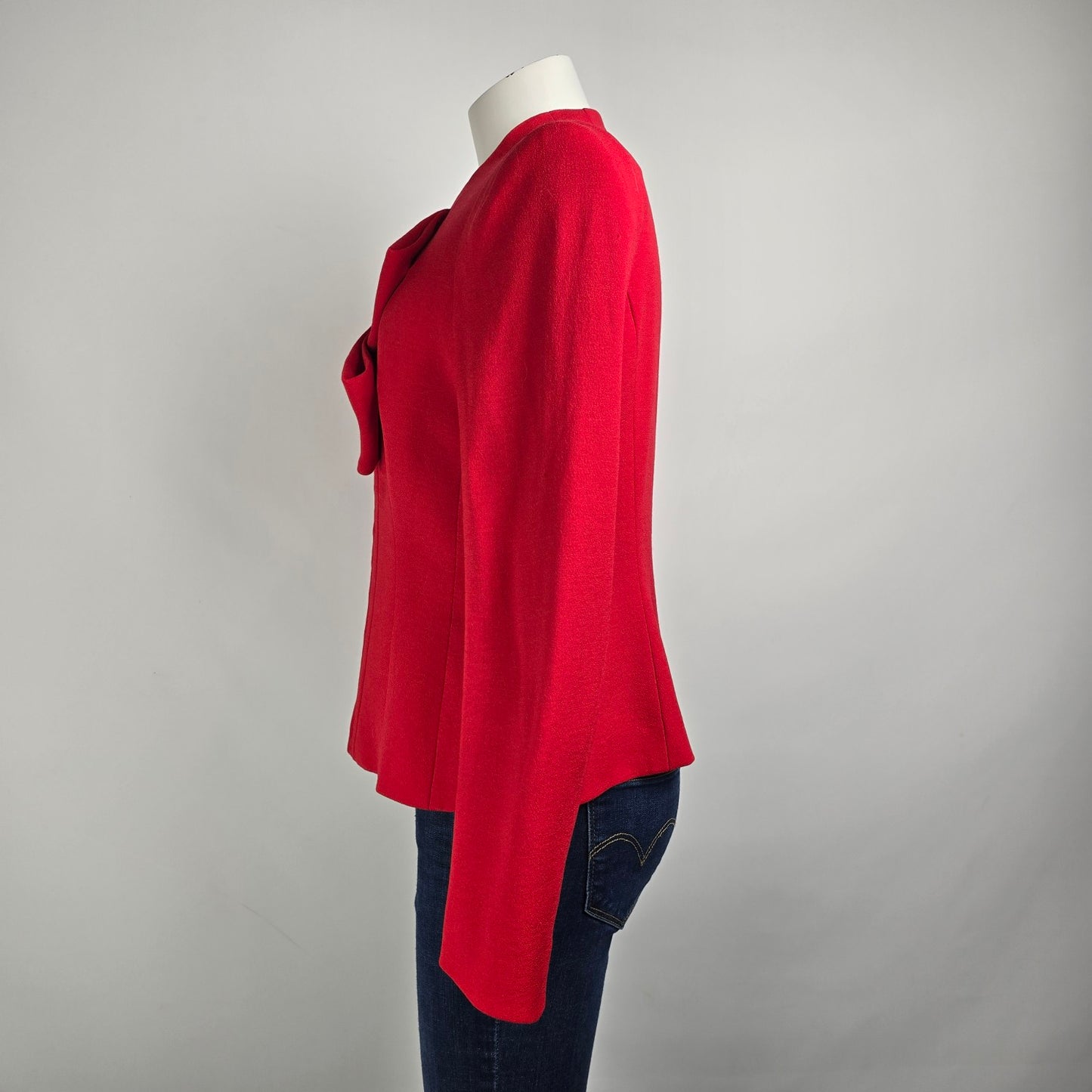 Escada Red Wool Zip Up Blazer Jacket Size 10