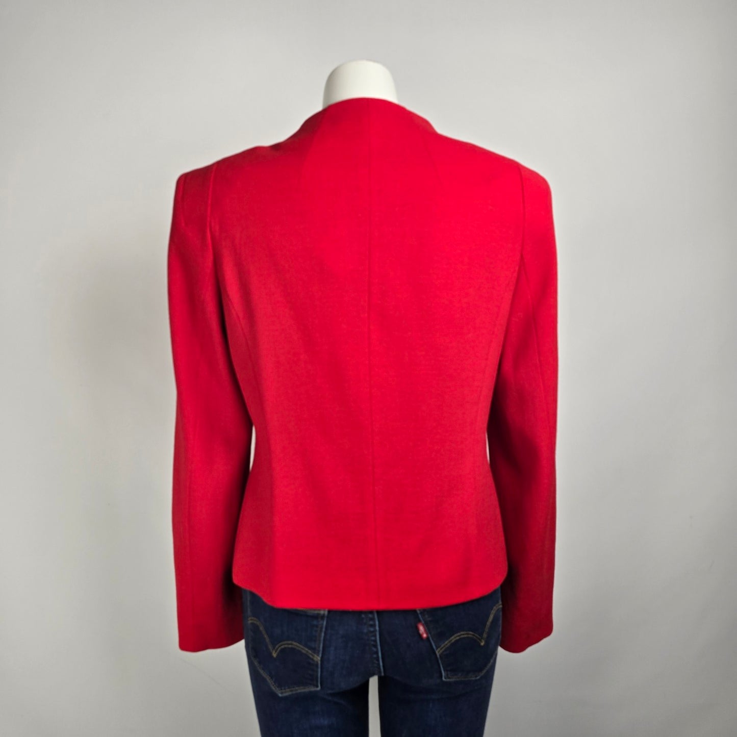 Escada Red Wool Zip Up Blazer Jacket Size 10