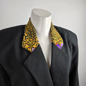 Vintage Fashion Fads Black Animal Print Blazer Size 7