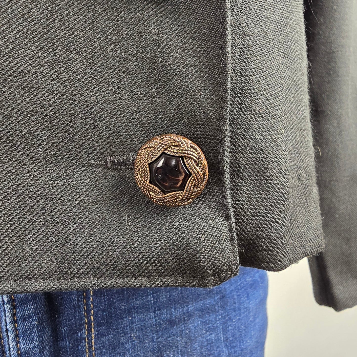 Vintage Fashion Fads Black Animal Print Blazer Size 7