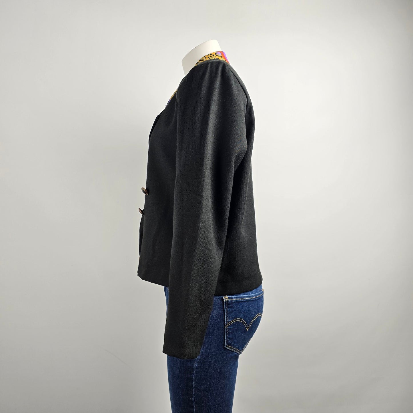 Vintage Fashion Fads Black Animal Print Blazer Size 7