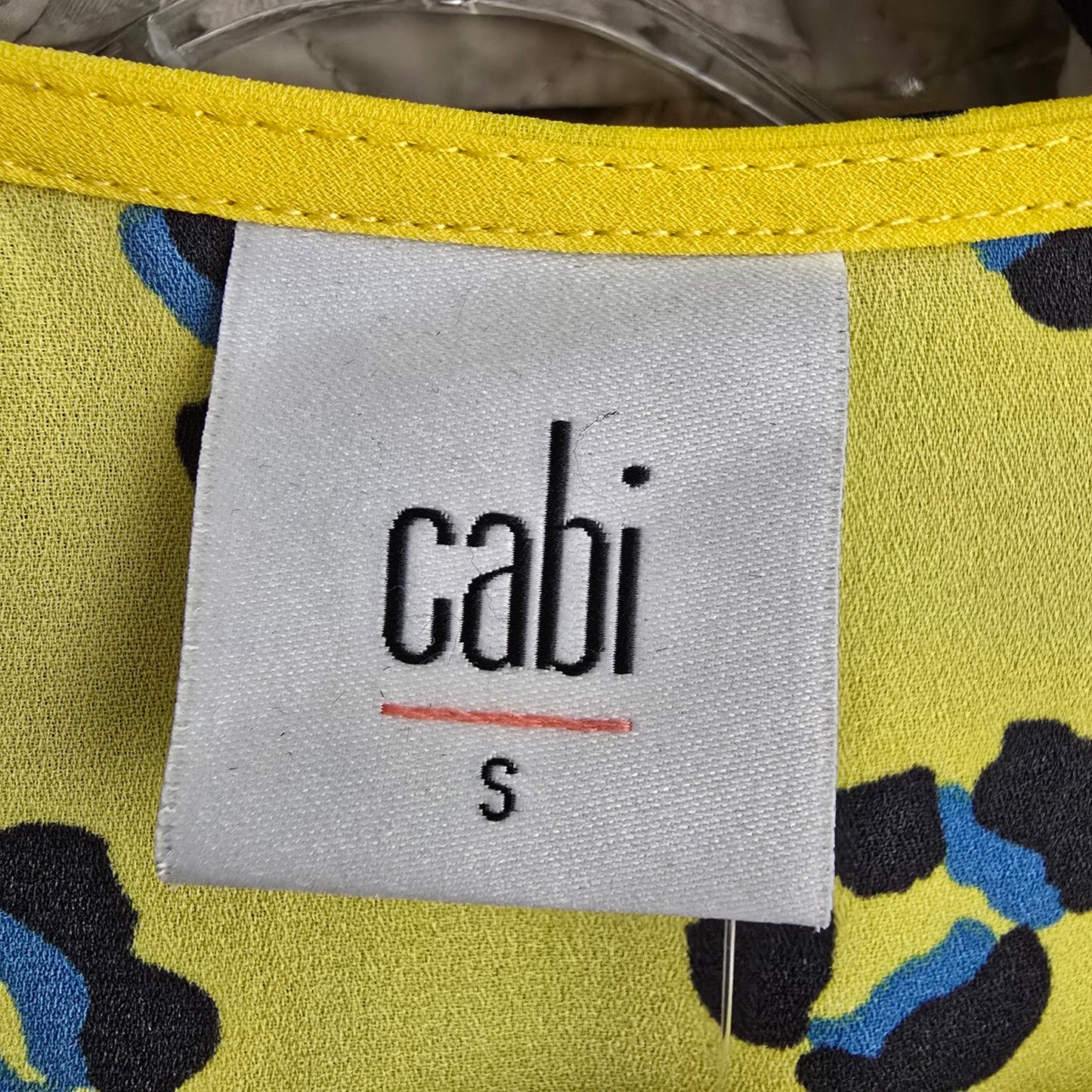 Cabi Sunny Yellow Front Tie Blue Flower Blouse Top Cardigan Size S