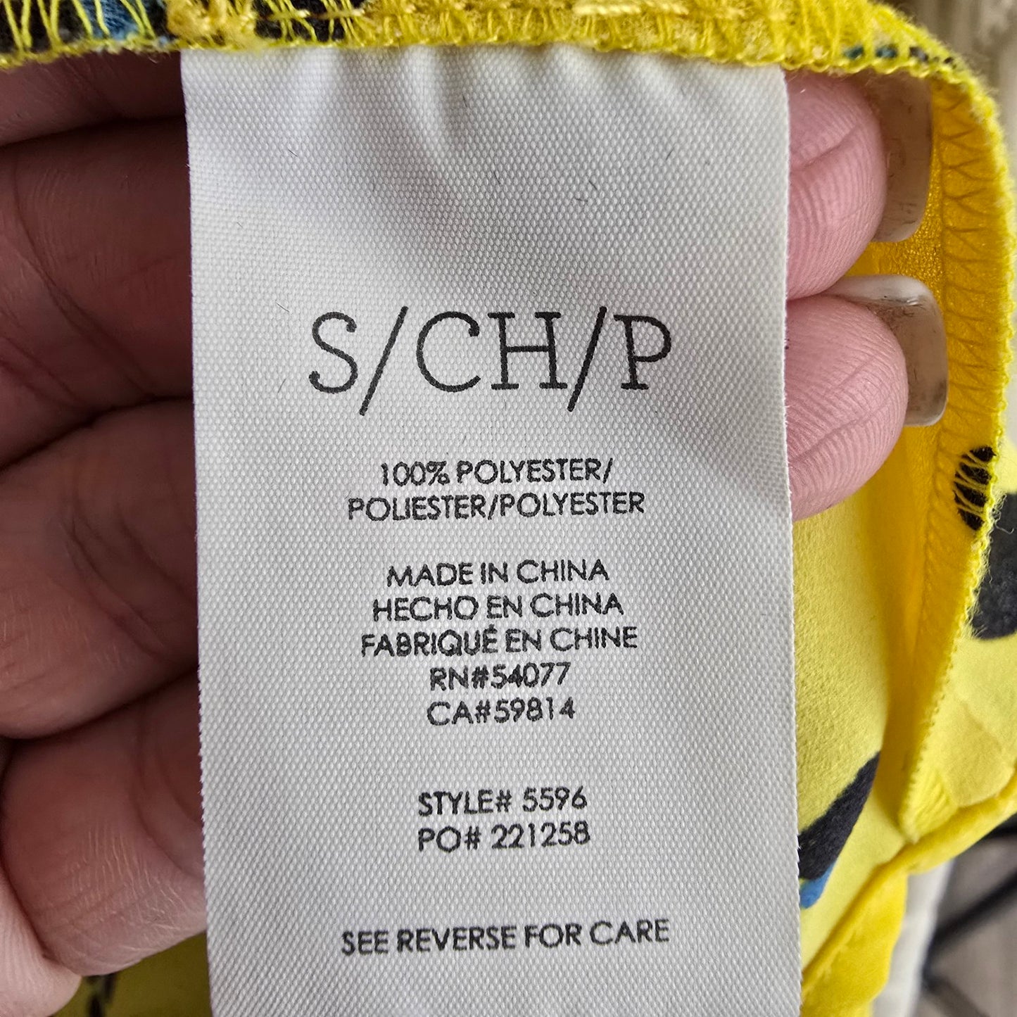 Cabi Sunny Yellow Front Tie Blue Flower Blouse Top Cardigan Size S