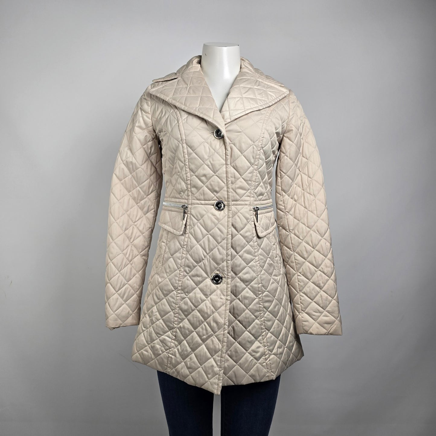 Laundry by Shelli Segal Cream Quilted Jacket Size XS