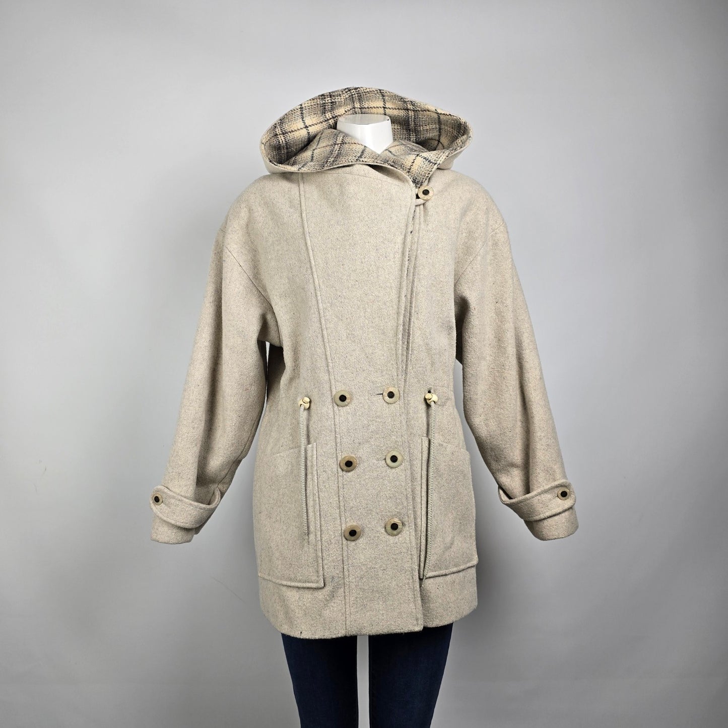 Vintage Easy Wear Wool Cream Jacket Size M