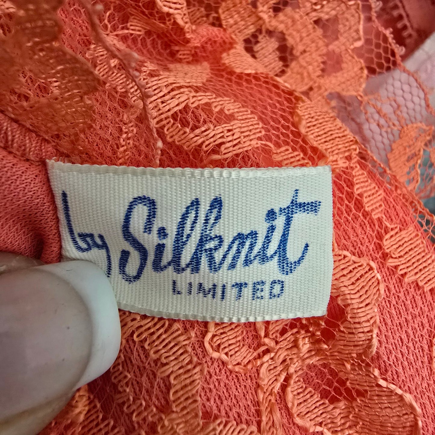 Vintage by Silkmit Coral Lace Lingerie Slip Dress Size 2