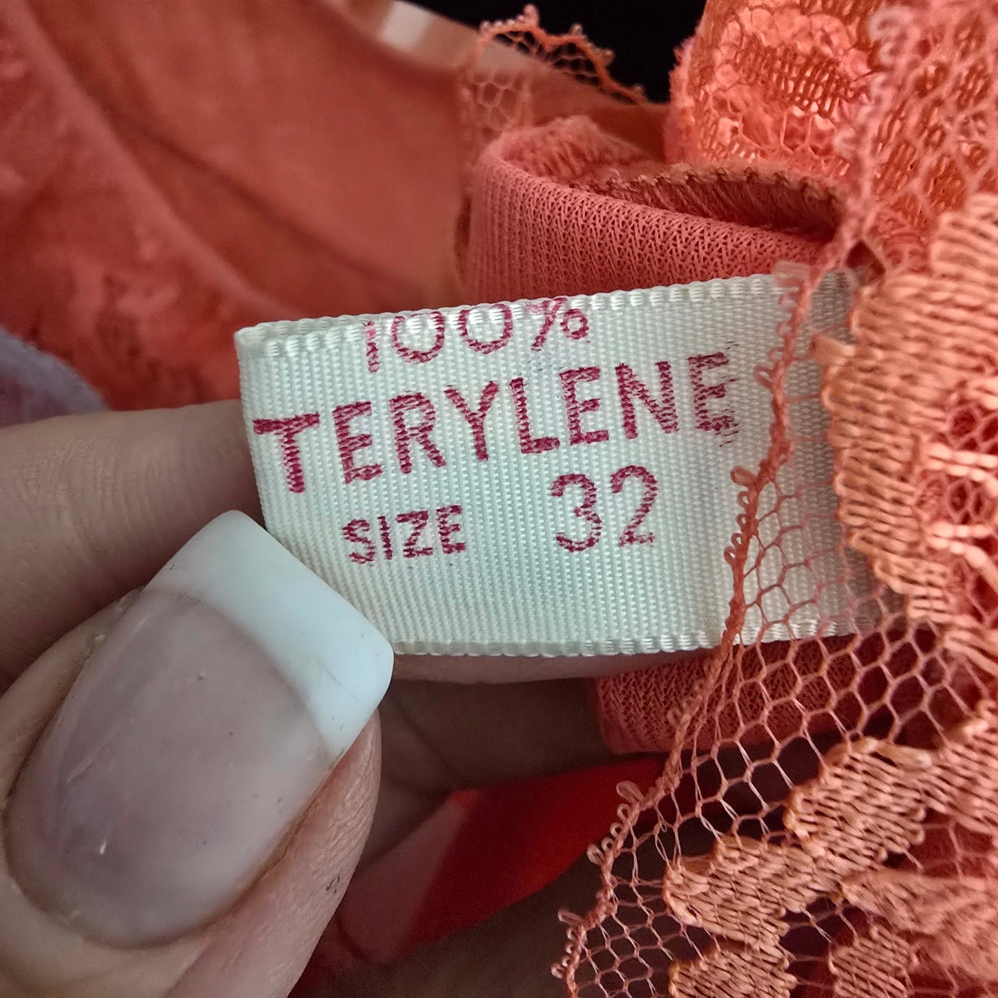 Vintage by Silkmit Coral Lace Lingerie Slip Dress Size 2