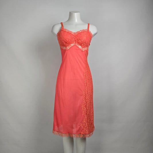 Vintage by Silkmit Coral Lace Lingerie Slip Dress Size 2