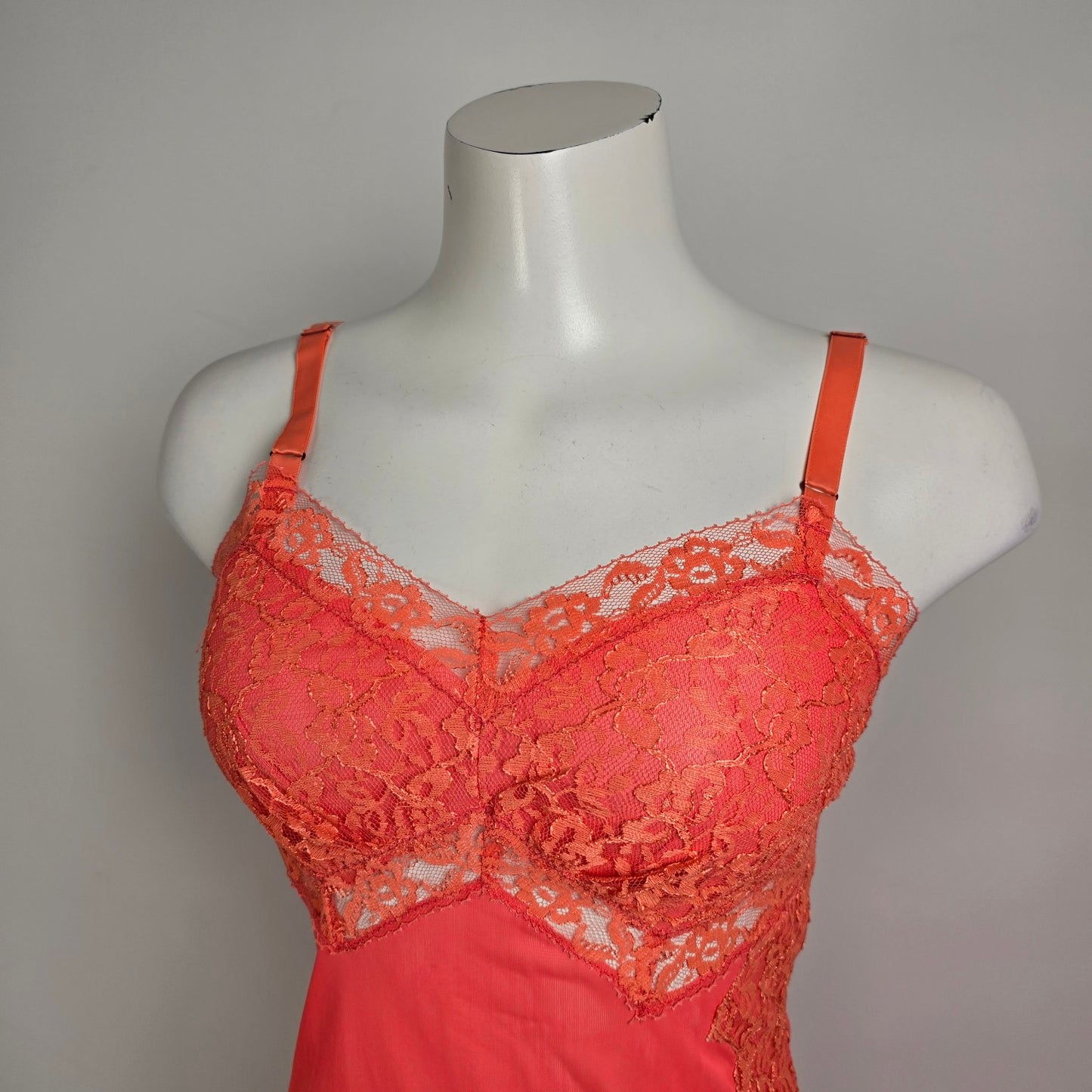 Vintage by Silkmit Coral Lace Lingerie Slip Dress Size 2