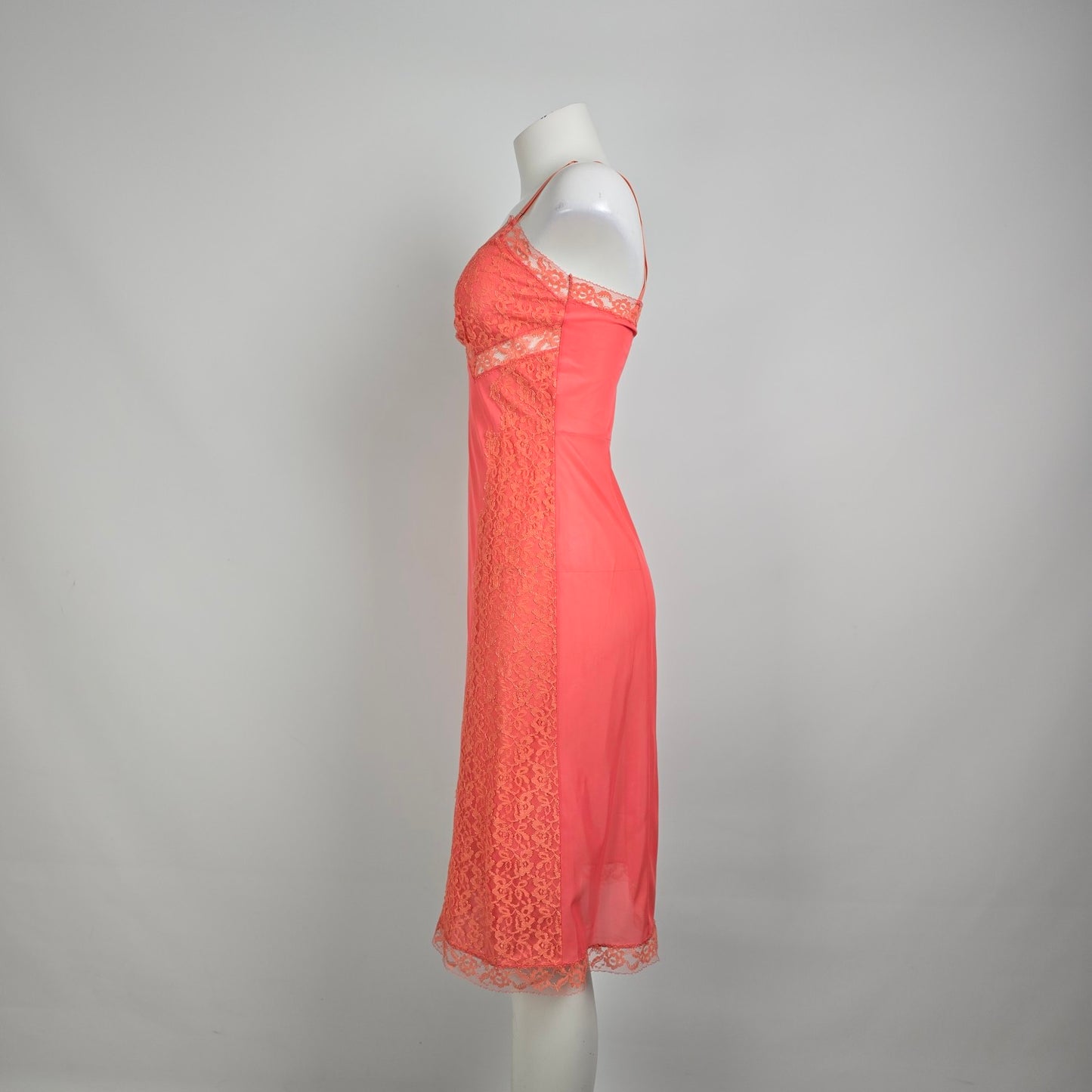 Vintage by Silkmit Coral Lace Lingerie Slip Dress Size 2