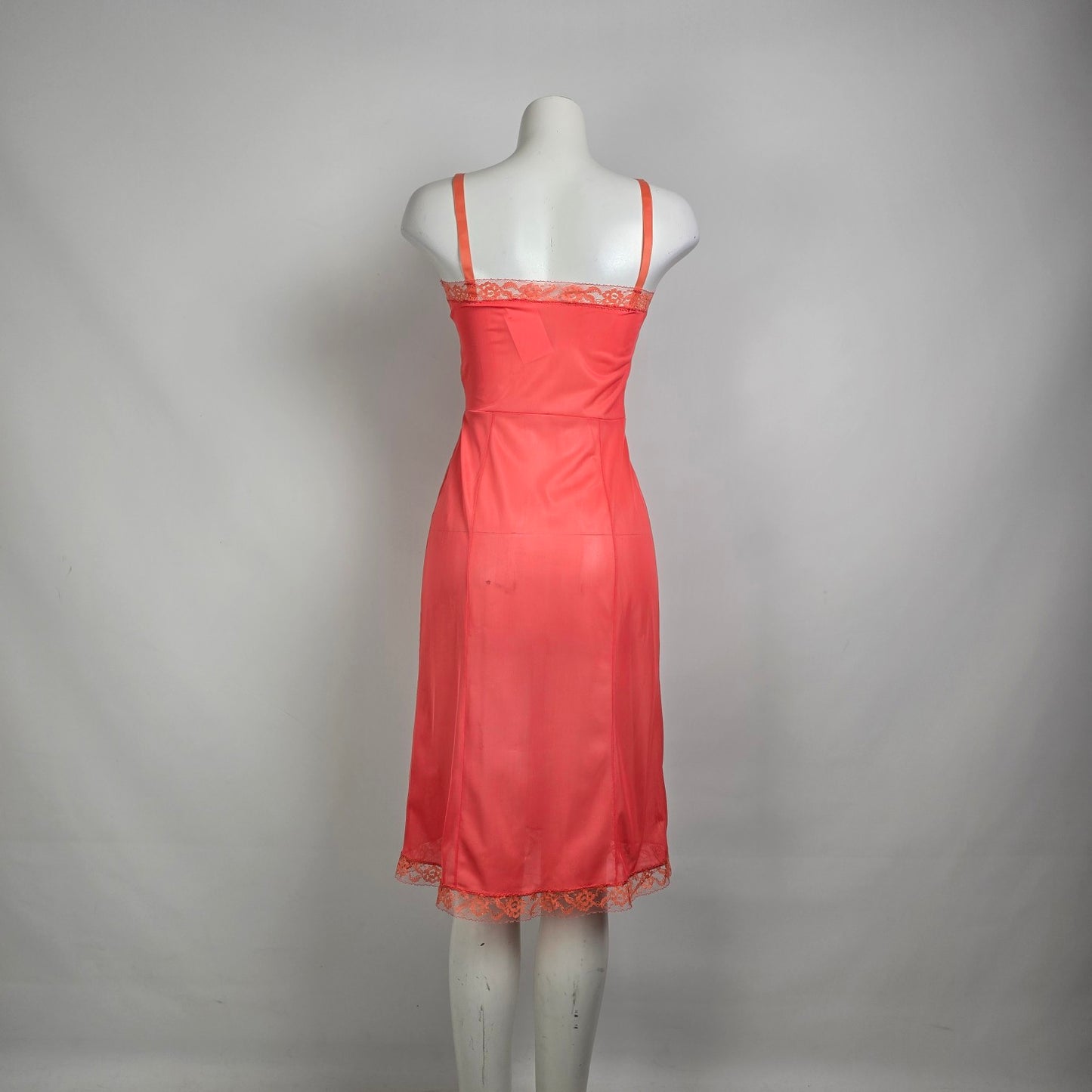 Vintage by Silkmit Coral Lace Lingerie Slip Dress Size 2