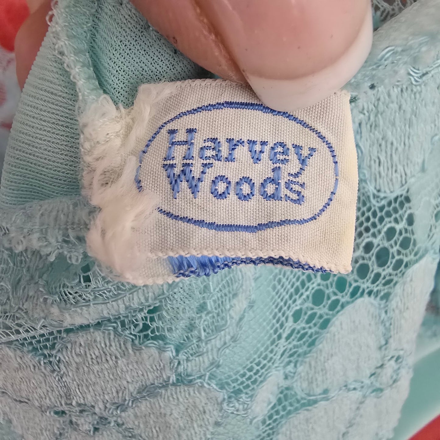 Vintage Harvey Woods Blue Lace Lingerie Slip Dress Size 4