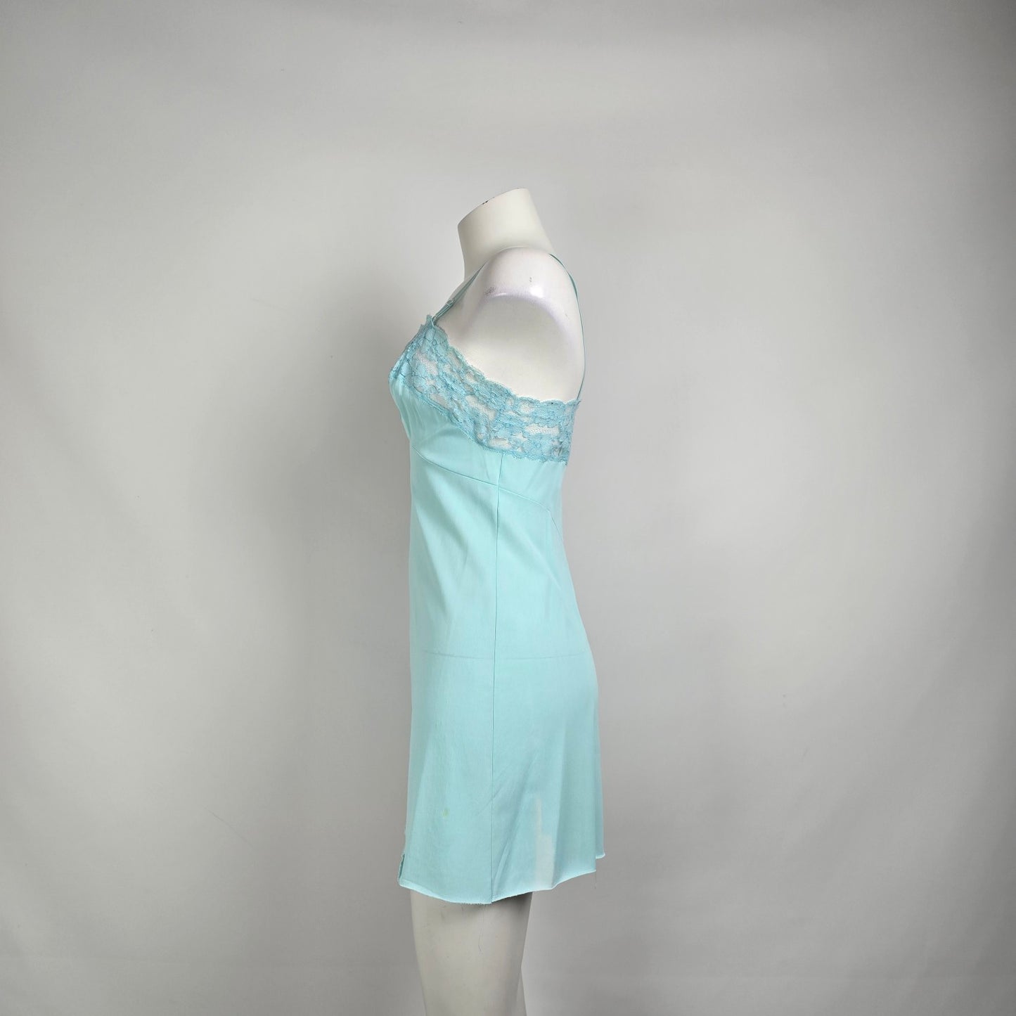 Vintage Harvey Woods Blue Lace Lingerie Slip Dress Size 4