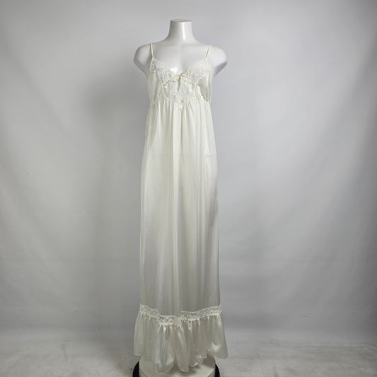 Vintage White Lace Lingerie Slip Dress Size S