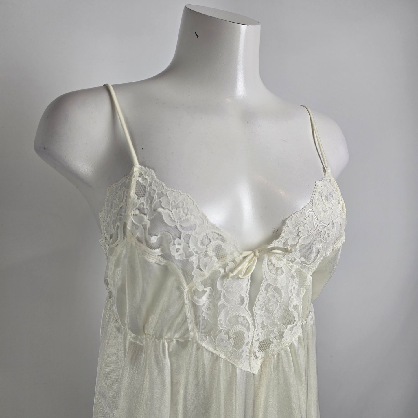 Vintage White Lace Lingerie Slip Dress Size S
